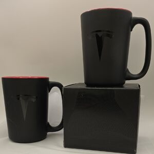 Tesla Matte Black and Red Coffee Tea Mugs